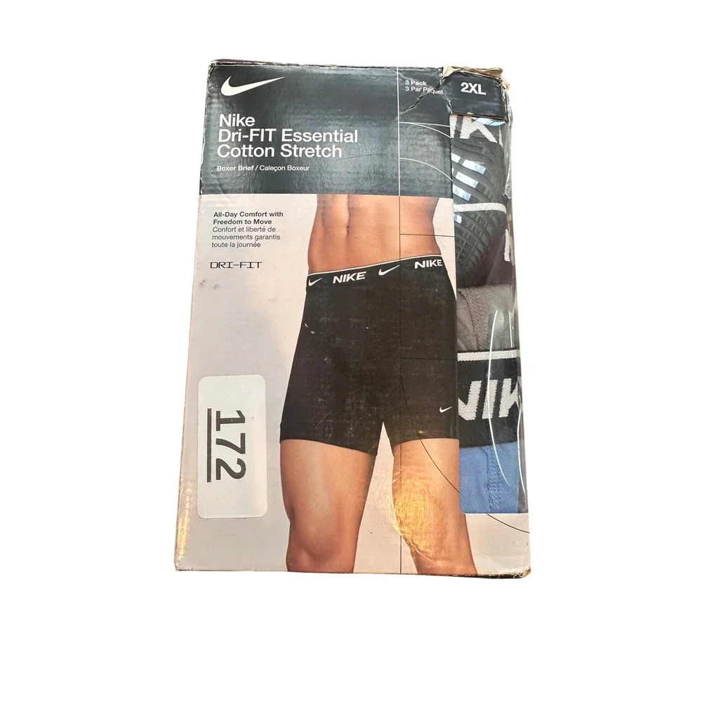 Nike Dri-FIT Essential Cotton Stretch Boxer Briefs 3 Pack 2XL KE1167009 Multi